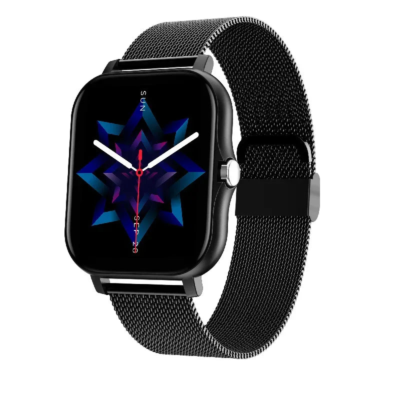Smartwatch Fitness Tracker with Bluetooth Calling & Heart Rate Monitor 7 Black Mesh Steel Strap Y13 My Store