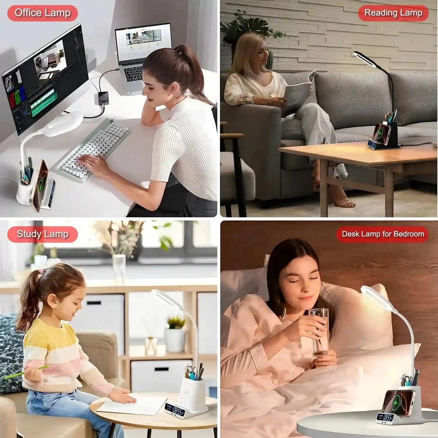 5-in-1 Wireless Charger Desk Lamp, Qi Certified Multi-Device Station Tidesmit
