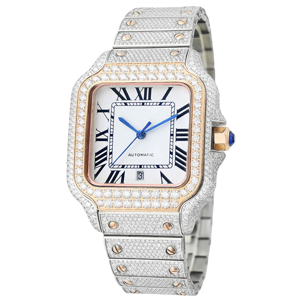 Reloj Full Diamond Jewelry Hip Hop Iced Out Automatic Watches Gold Luxury Men Mechanical VVS Moissanite Watch