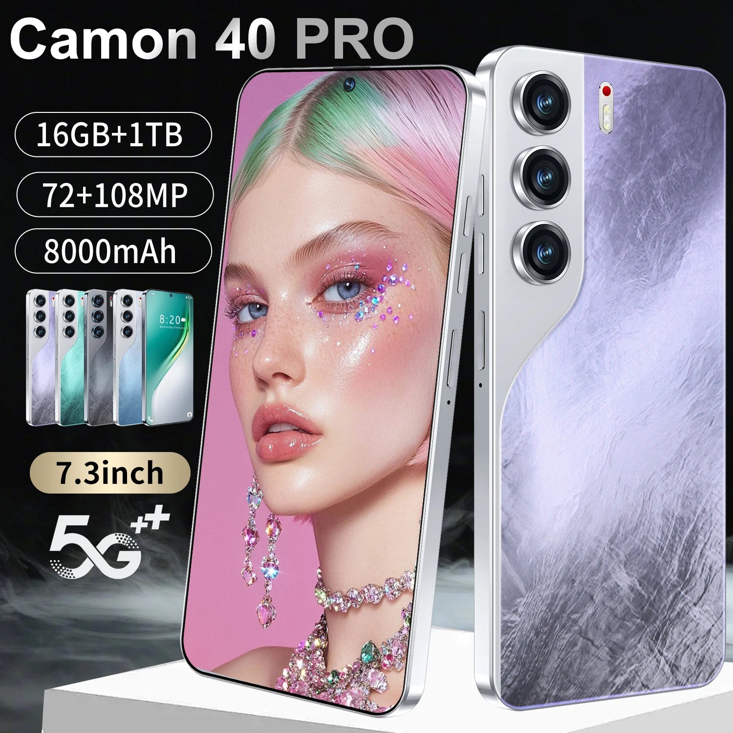Tidesmit Camon 40 Pro 5G smartphone with Snapdragon processor 16GB RAM 1TB storage and US plug in elegant design