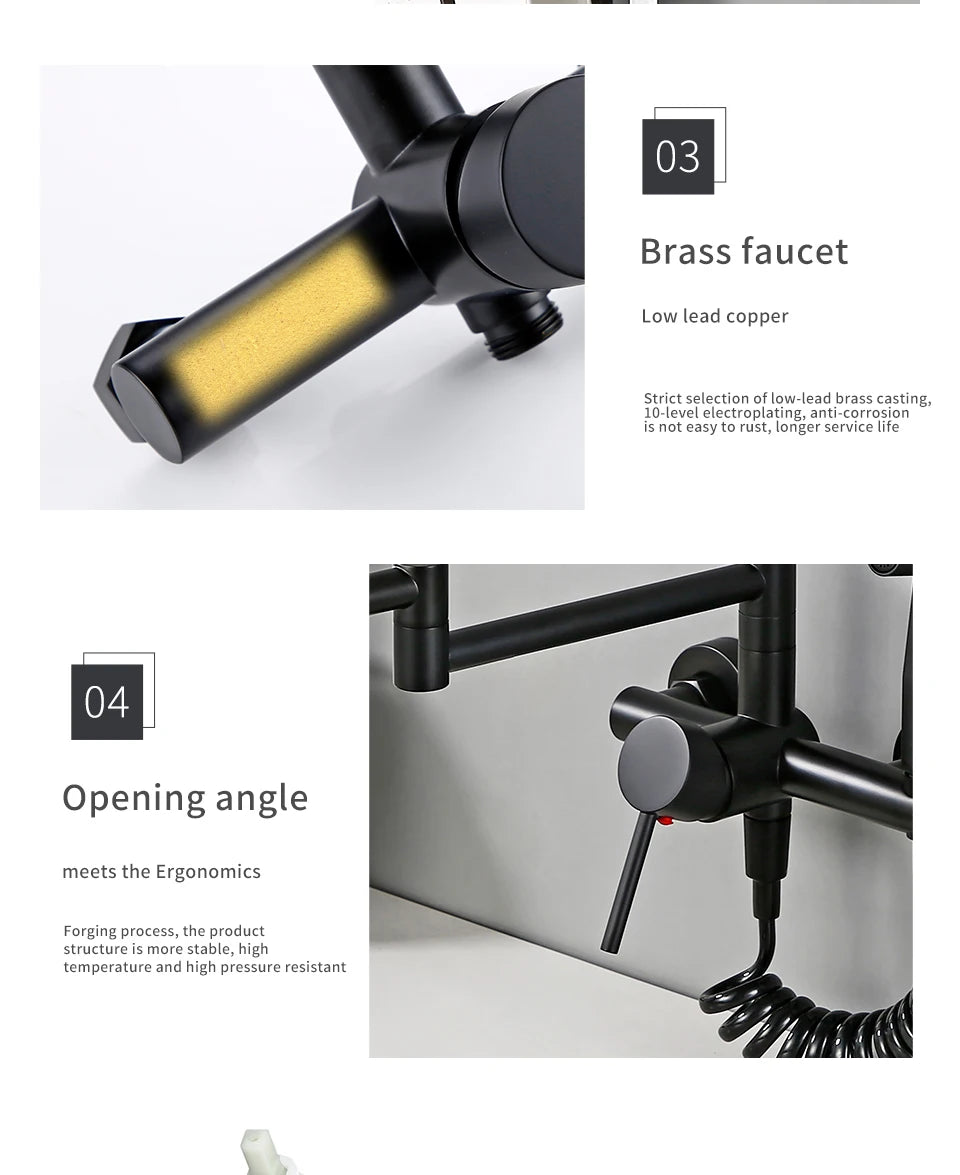Wholesale Black Hot Sale Hot and Cold Pull Out Kitchen Mixer Tap Pot Filler Faucet Synchronize Airbrush Kitchen Faucet