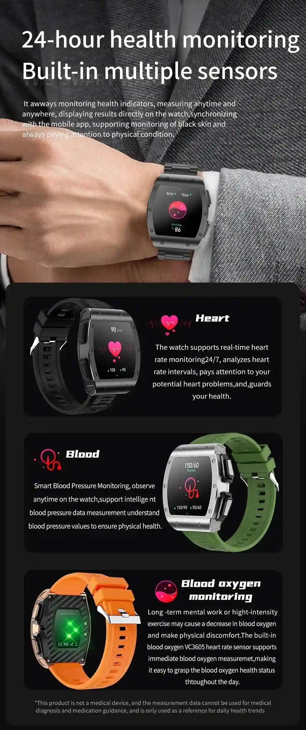 Tidesmit JM09 Smartwatch With Wireless Earbuds - IP67 Waterproof Fitness Tracker Tidesmit
