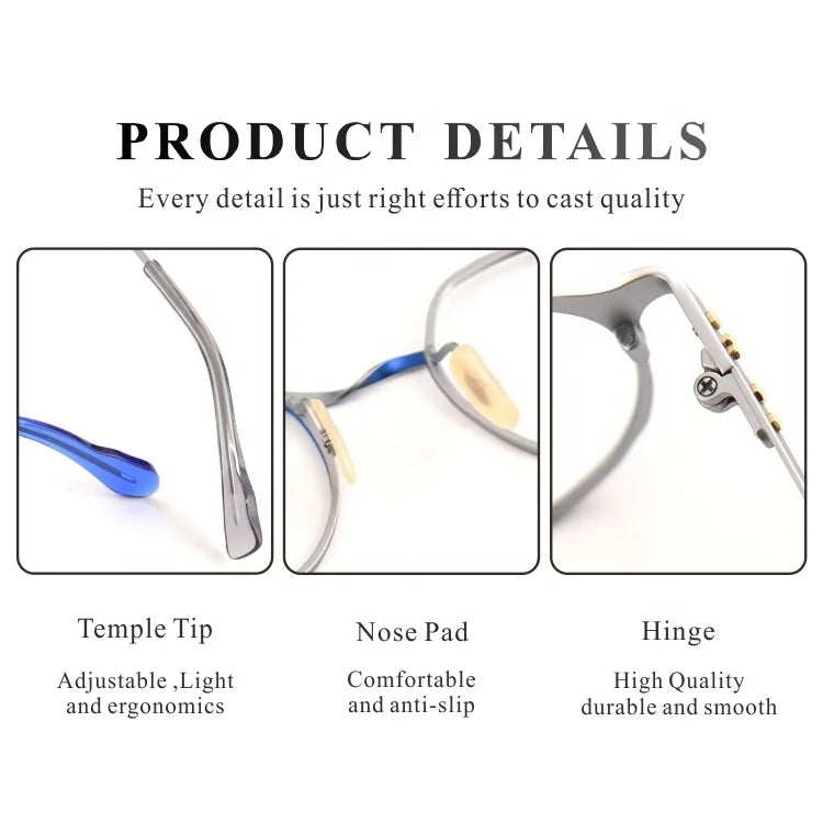 Luxury Quality Private Label Solid Pattern Titanium Full-Rim Lightweight Optical Frames Fashion Eyewear Wholesale