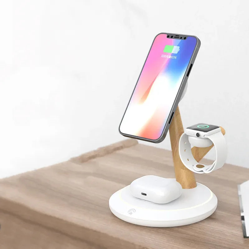 3-in-1 Magnetic Wireless Charger Stand – 15W Desktop Fast Power Tidesmit