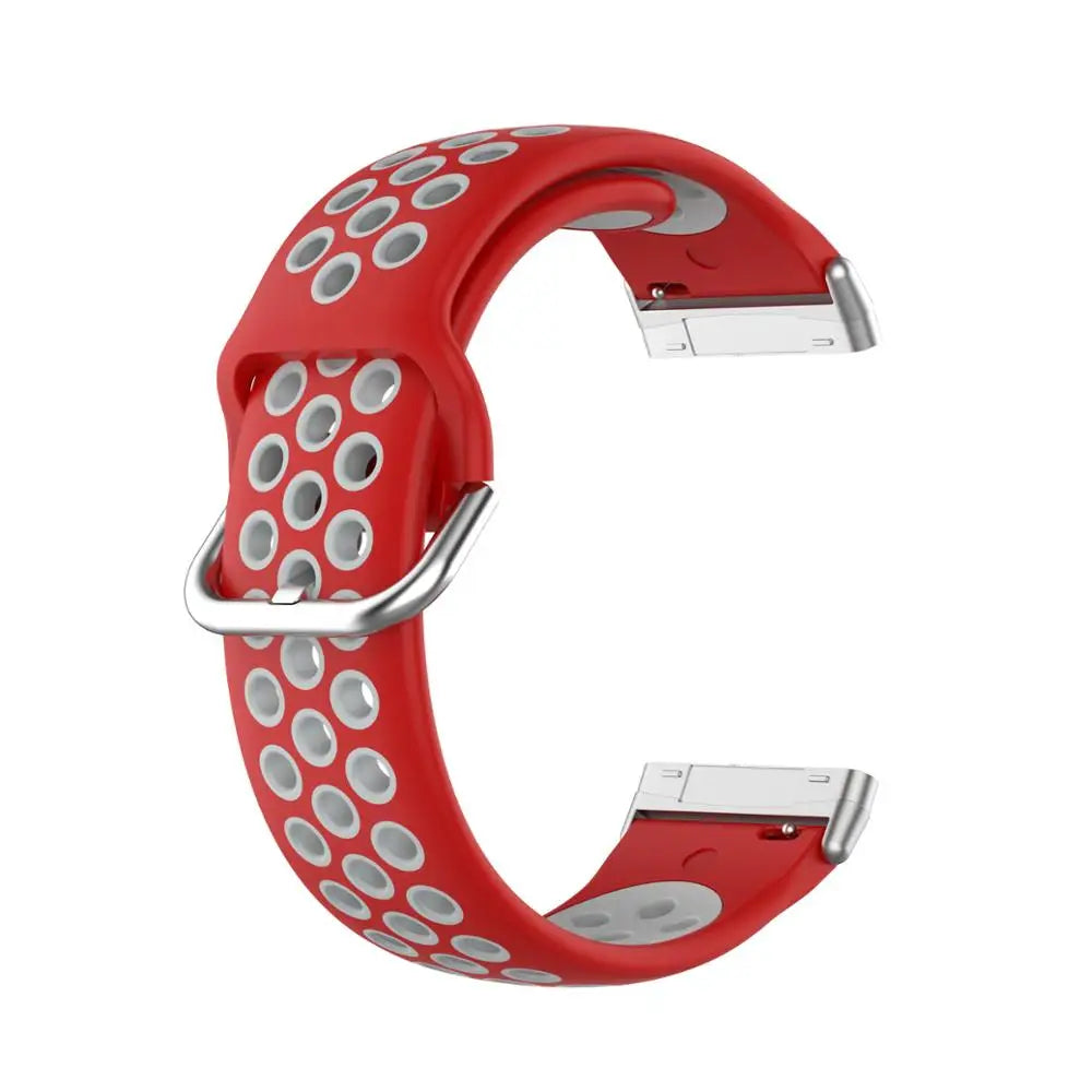 Colorful soft silicone sport wrist strap for Fitbit Versa 3 and Sense smartwatches in a vibrant multicolor design.