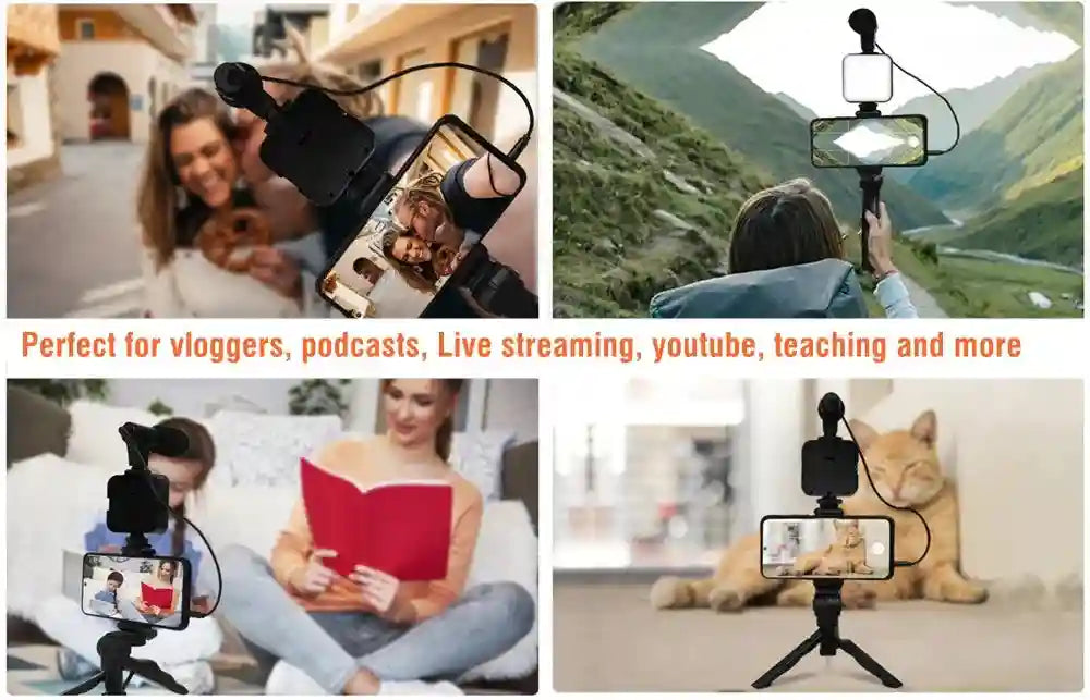 Ring Light Vlogging Kit with Microphone and Tripod - 6-in-1 Set Tidesmit
