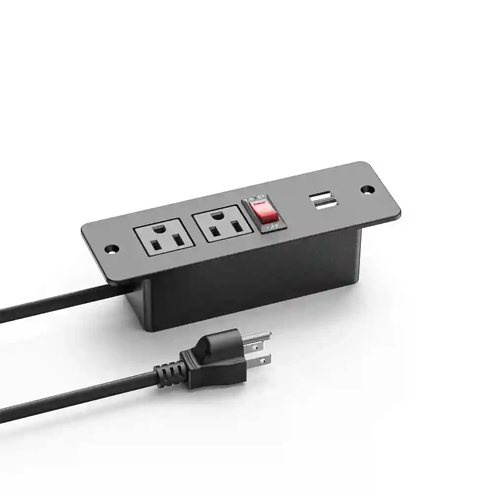 Recessed Power Strip for Desk – Dual USB-C Fast Charging & EU Socket Tidesmit