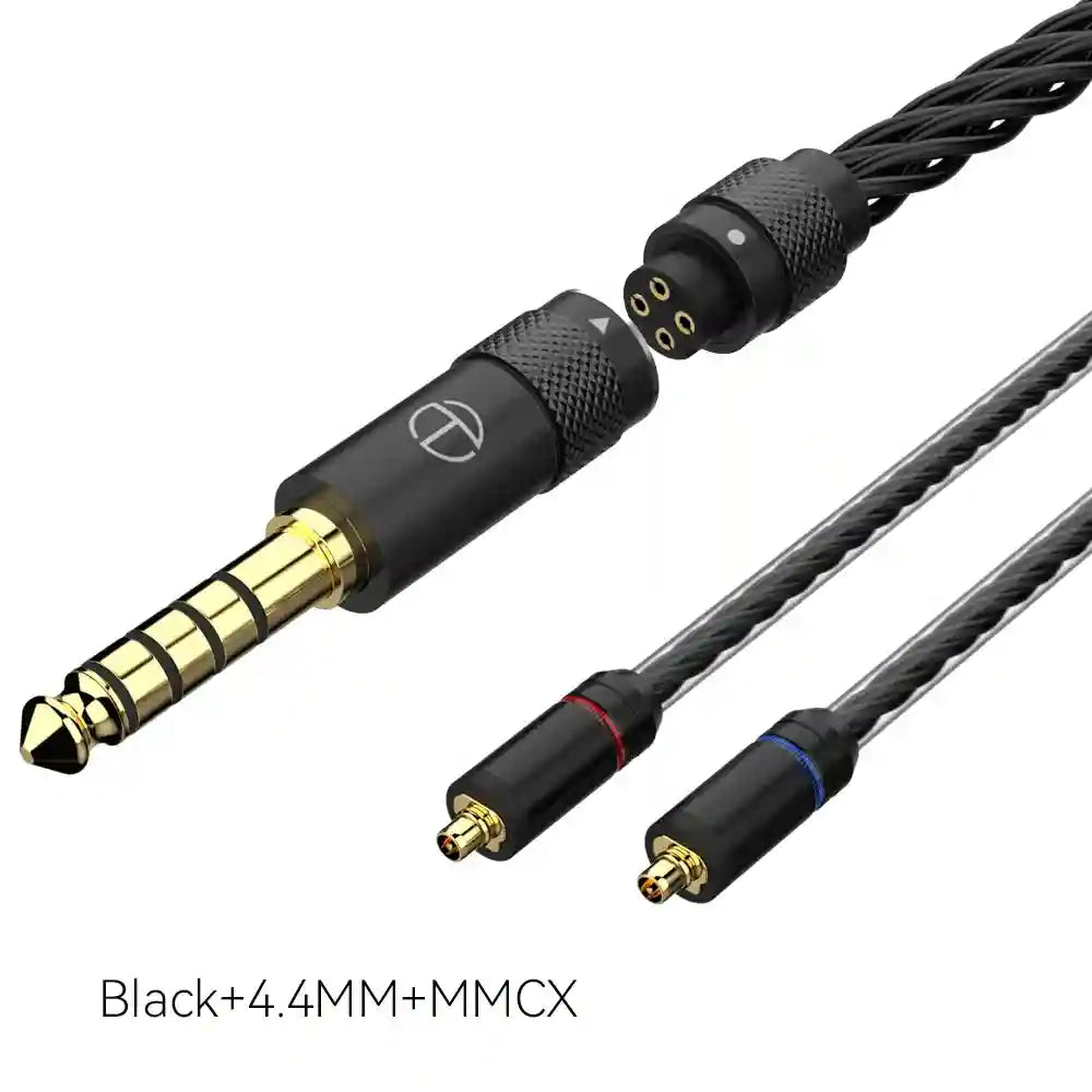 16-Core Silver Plated Replacement Cable for HiFi Headphones Black mmcx 4.4 Tidesmit