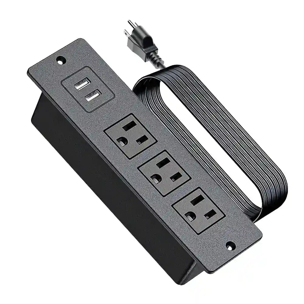 Recessed Power Strip for Desk – Dual USB-C Fast Charging & EU Socket 2*USB-A+3*Socket US Tidesmit