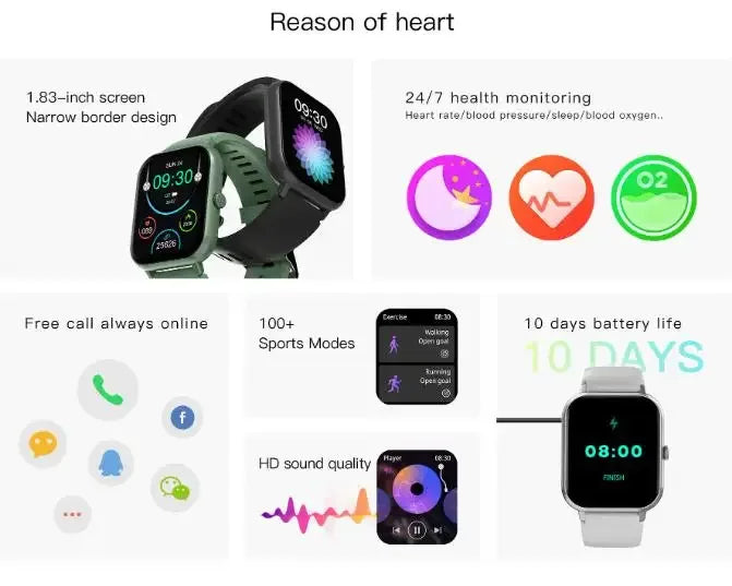 Smartwatch with Bluetooth Calling & 1.83 Inch Fitness Tracker My Store