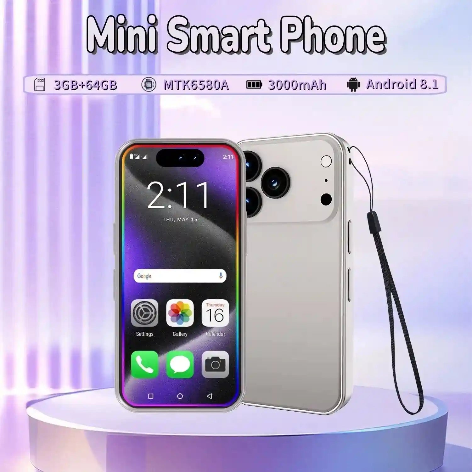 Mini Android Smartphone 4.9 Inch 64GB Dual SIM - Compact Value Phone Tidesmit