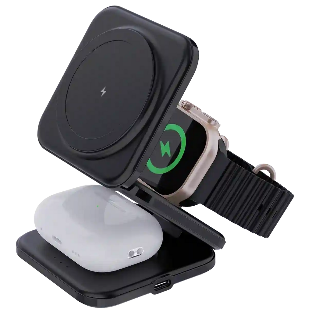 3-in-1 Magnetic Wireless Charger for iPhone - Foldable MagSafe Compatible Tidesmit
