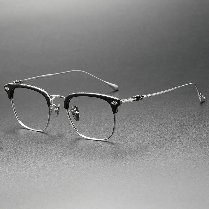 Designer Luxury Eyewear for Men Titanium Optical Frames with Gold Acetate and AC Lens Lunette Gafas Lente with Printed Pattern