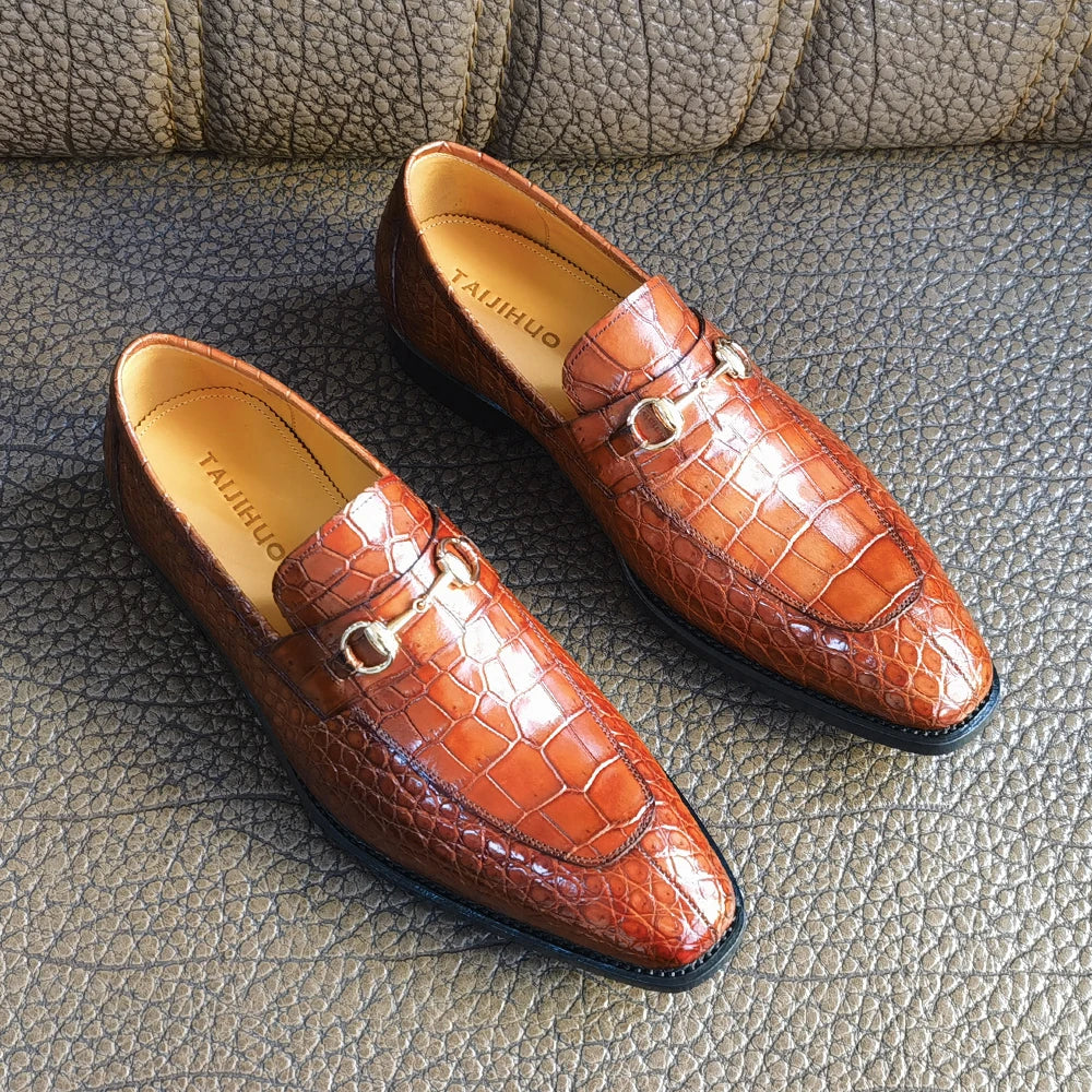 Goodyear Handmade Custom Pure crocodile Leather Loafers Luxury Party Wear Loafers Men Slip-on Office Big Size Men's Dress Shoes
