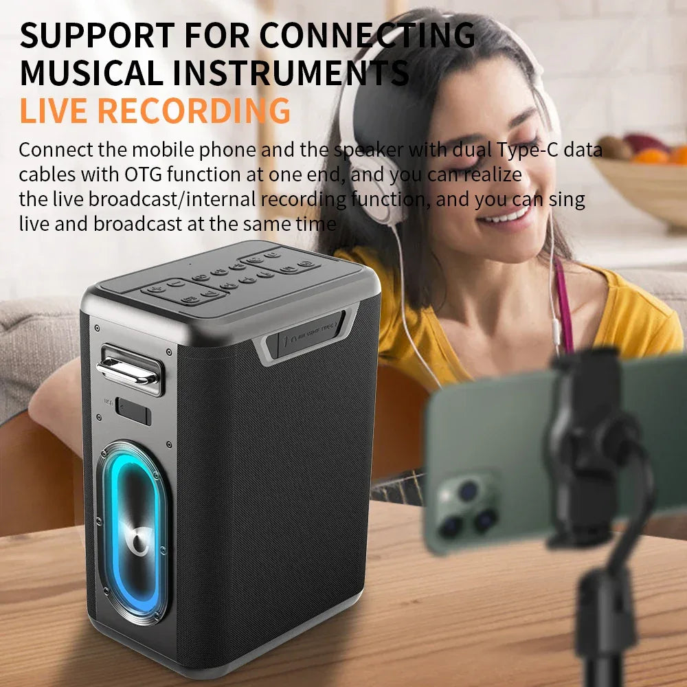 Portable Bluetooth Speaker 400W Wireless System - Black Metal My Store