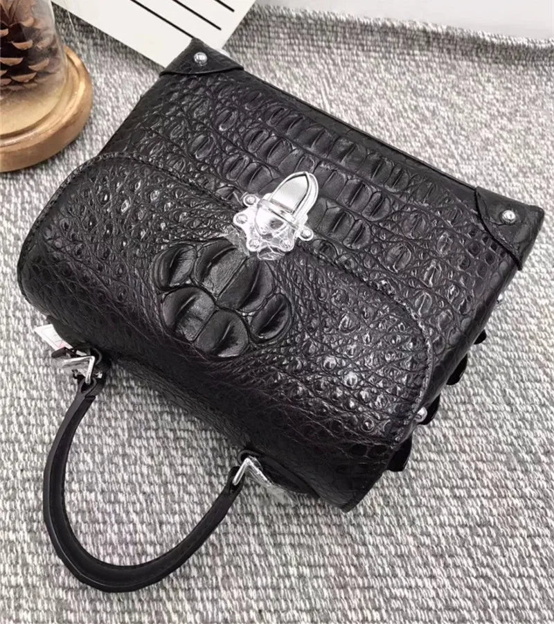 Fashion Design Genuine Crocodile Leather Women Small Purple Purse Authentic Real Leather Lady Female Orange Studs Handbag