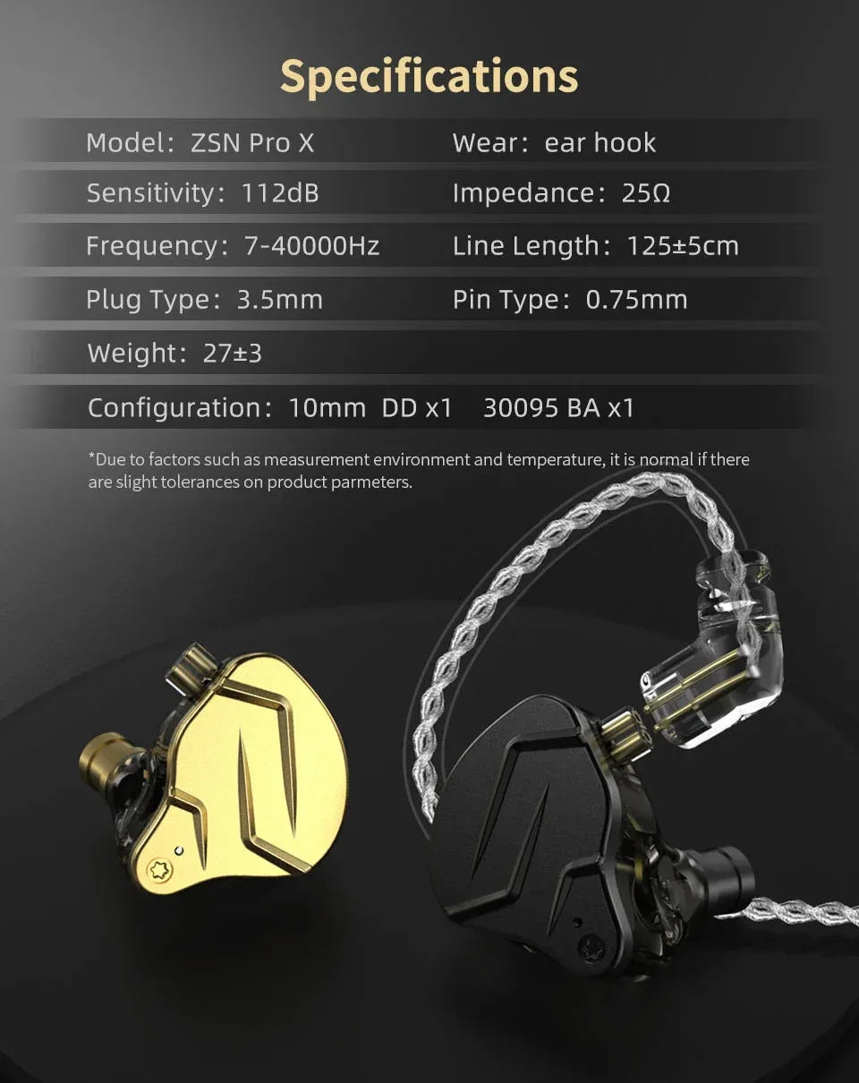 KZ ZSN Pro X Metal Earphones 1BA+1DD Hybrid Technology HIFI Bass Earbuds In Ear Monitor Headphone Sport Noise Cancelling Headset Tidesmit