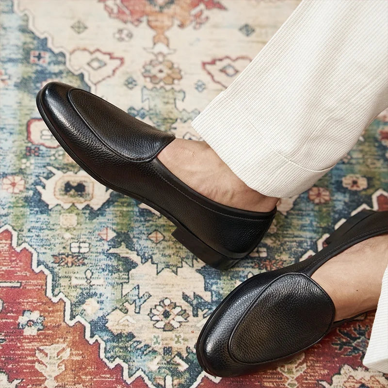 Luxury Genuine Leather Loafers Slip-On Comfort Anti-Slippery Soft Breathable Old Money Style Casual Shoes Men Customizable