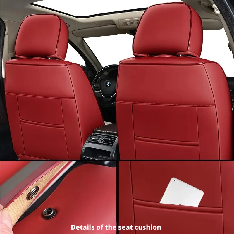 LC High End Thick Napa Leather 5 Seaters All-Season Protective Luxury Universal Car Seat Covers Fit Pickups for 50