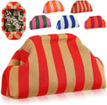 Striped knit Mahjong tile bag and storage trunk in multiple colors with large capacity frame opening.