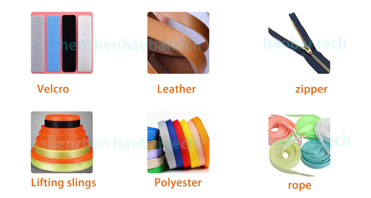 Automatic Fabric Cloth Nylon Roll Pvc Polyester Webbing Strap Belt Elastic Label Stain Tape Ribbon Cutter Cutting Machine