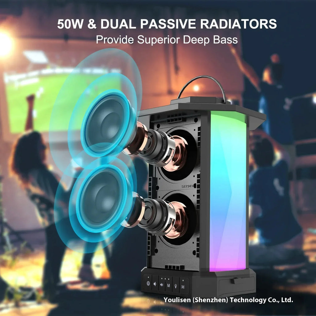 Portable Bluetooth Speaker 50W - Waterproof Wireless Audio with Bass Boost My Store
