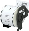 White continuous label roll on dispenser, 62mm x 30.48m layout shown