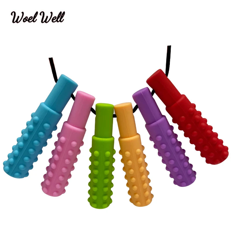 10pcs Baby Silicone Teether Kids Chew Necklace Sensory Chewy Pendant Oral Motor Toys Therapy Tools for Autism Children's Goods