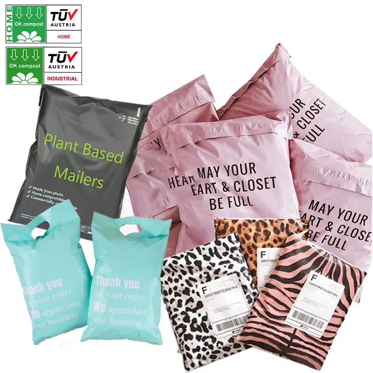 100% Biodegradable Corn Starch Mailers Post Envelopes Compostable Plastic Pink Shipping Mail Bag Packaging Poly Mailers