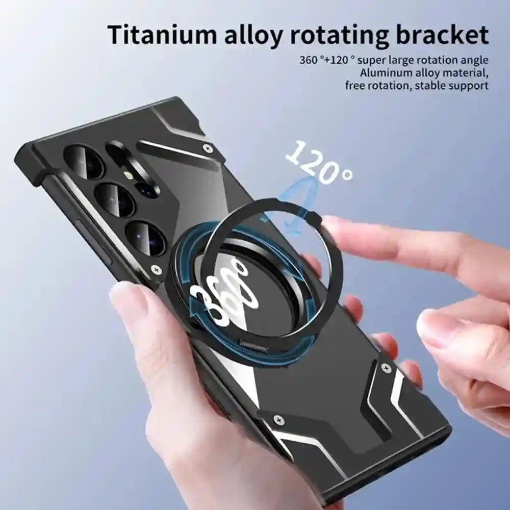 Galaxy S24 Ultra Metal Case with Magnetic Rotating Stand & Drop Protection Tidesmit