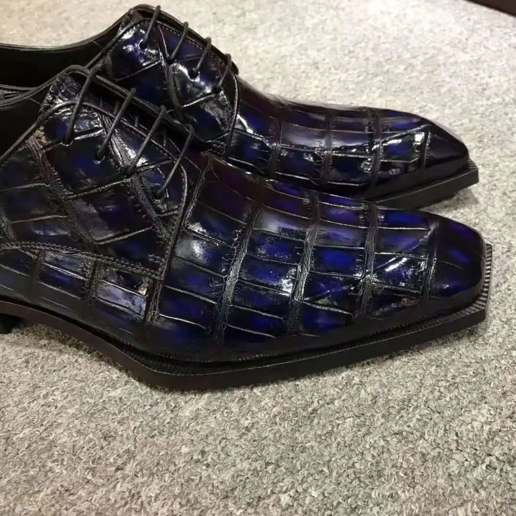 Goodyear Welted Genuine Crocodile Leather Business Dress Shoes Men Handmade Wedding Shoes Luxury Alligator Men's Dress Shoes