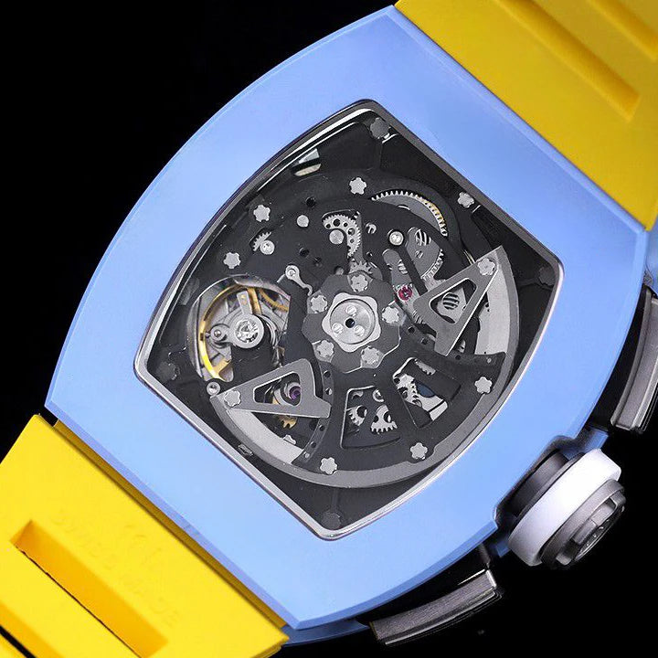 High End Men's Automatic Mechanical Watch 42mm Sapphire Crystal Tonneau Case Rubber Strap Power Reserve Waterproof Sports Luxury