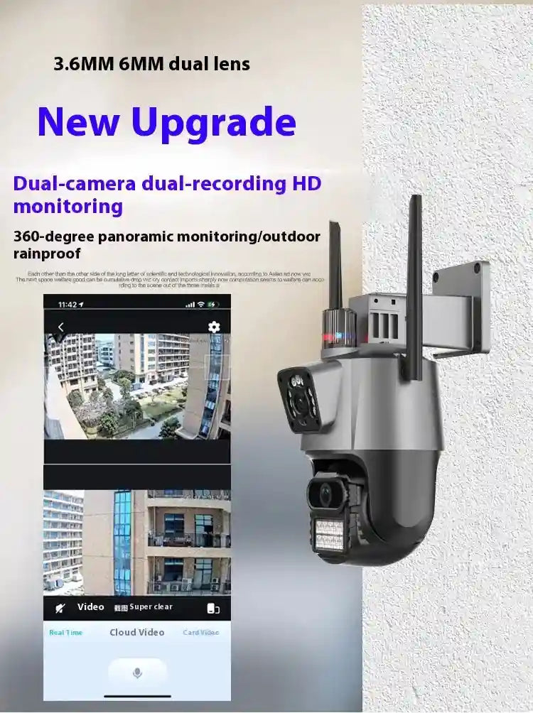 4K Dual Lens WiFi Security Camera | 6MP Smart Home Outdoor PTZ Tidesmit