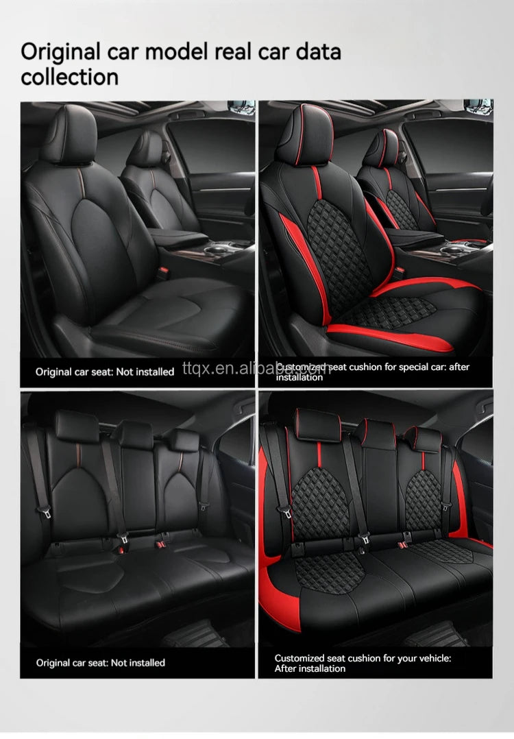 Customized Car Seat Covers Leather Car Accessories Waterproof Car Seat Protector 2018-2024 Full Set Luxury for Toyota Camry