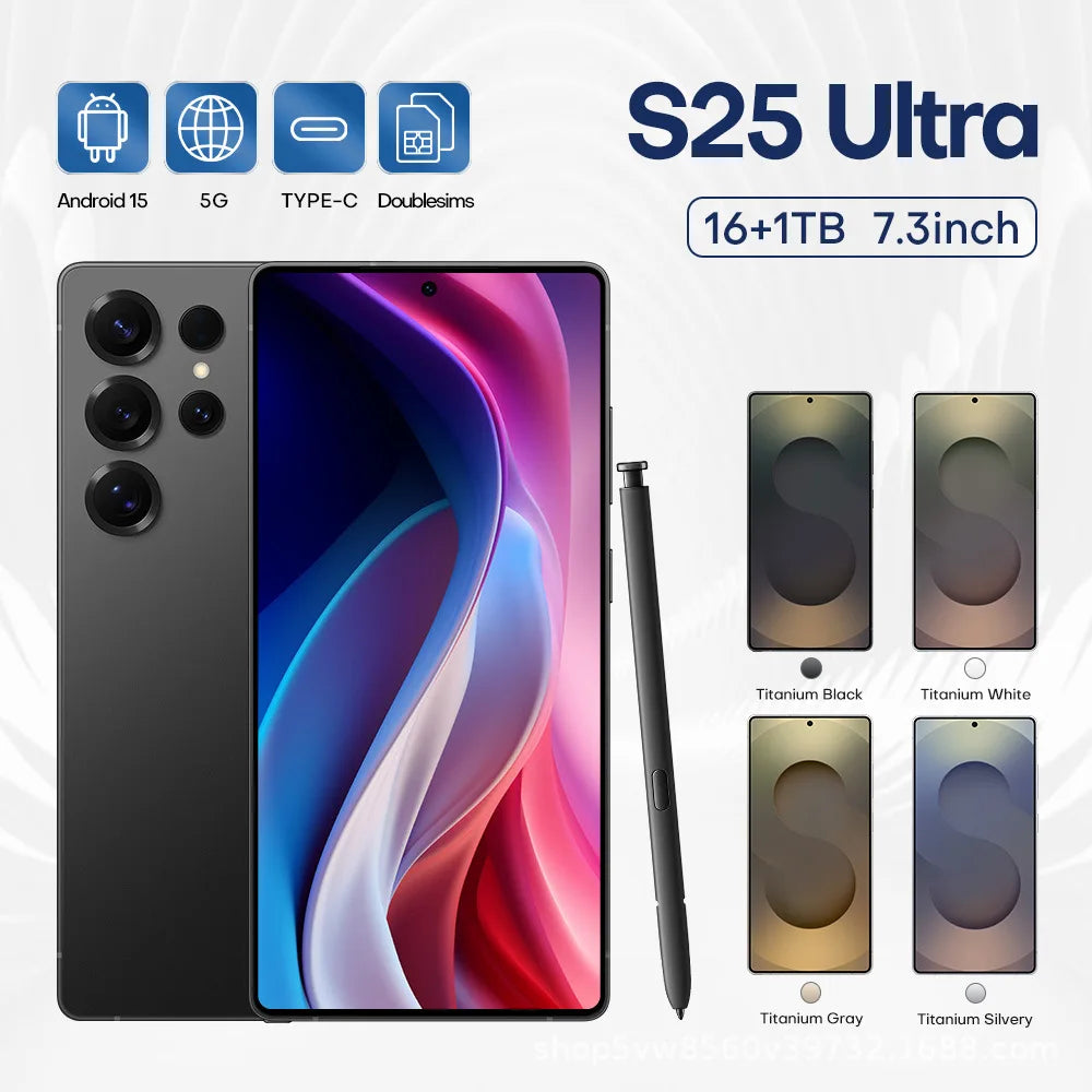 New 2027 S25 Ultra Smart Android 15 Smartphone HD Dual SIM 7800mAh LTE Spanish Operating Language 4K Mobile Phone