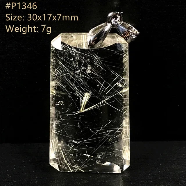 Natural Gold Rutilated Quartz Sterling Silver Pendant Necklace for Women & Men Healing Wealth Gift CCGTC Certified AAAAA
