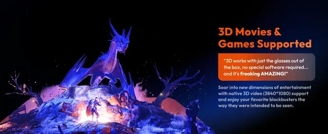 VITURE One XR/AR 3D Glasses Compatible Steam Deck/ROG Ally/Gaming Consoles/PC/Android Electrochromic Film Myopia Adjustments