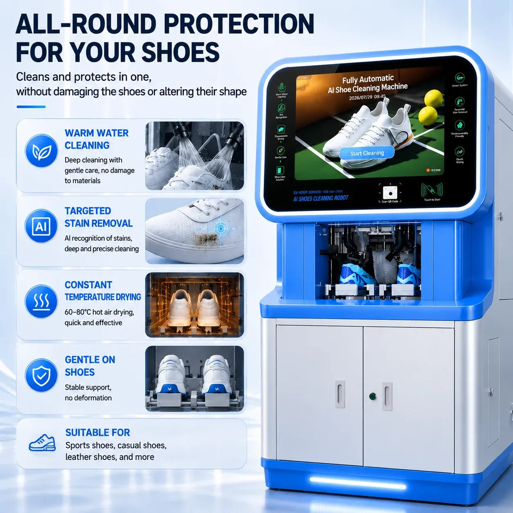 Shoe Washing Machine with Dryer 3500W 0.34kWh/Cycle Self-Service Sneaker Cleaning Machine for Laundromat 1 Year Warranty