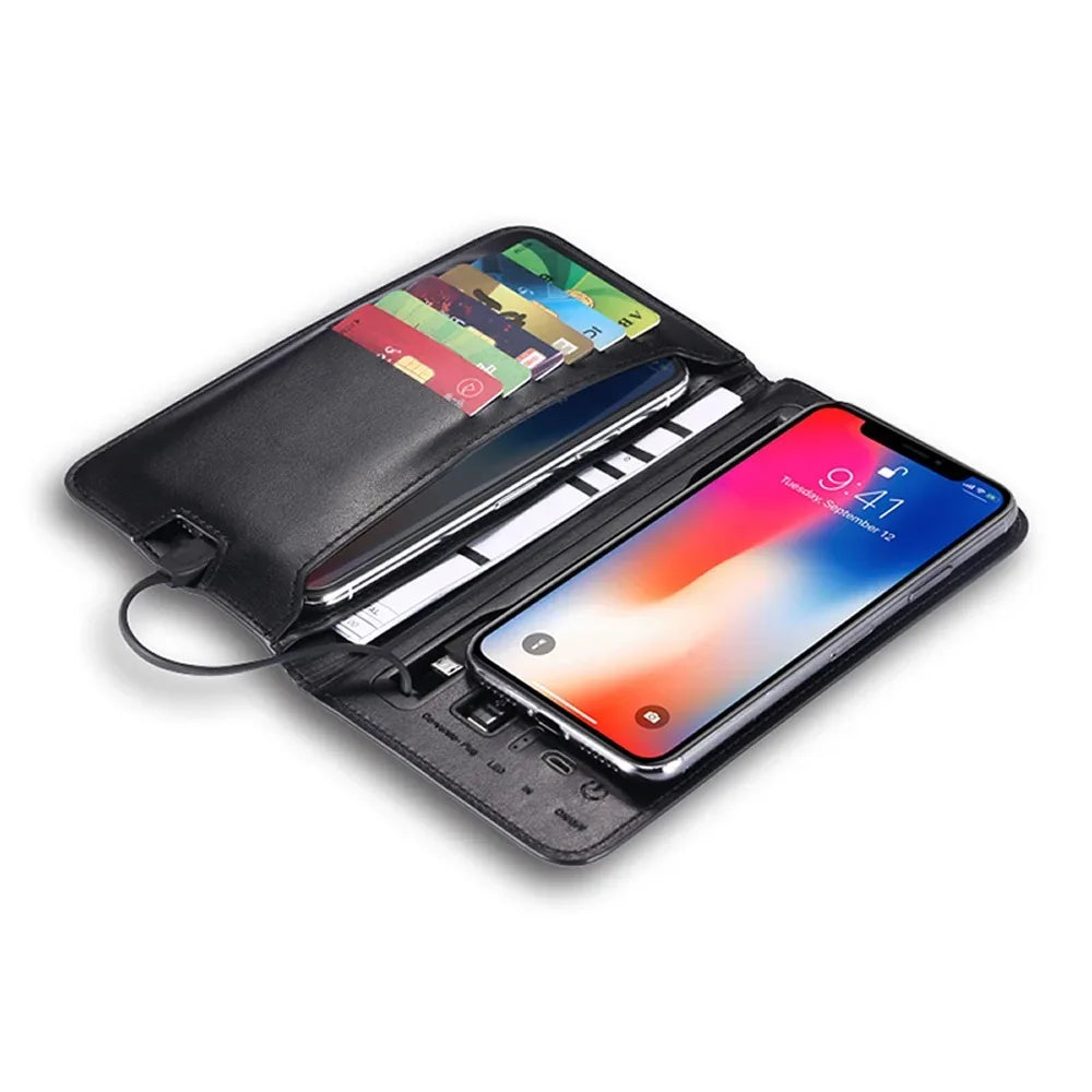 Portable Charger Wallet with Card Holder - Slim Leather PD Power Bank Tidesmit