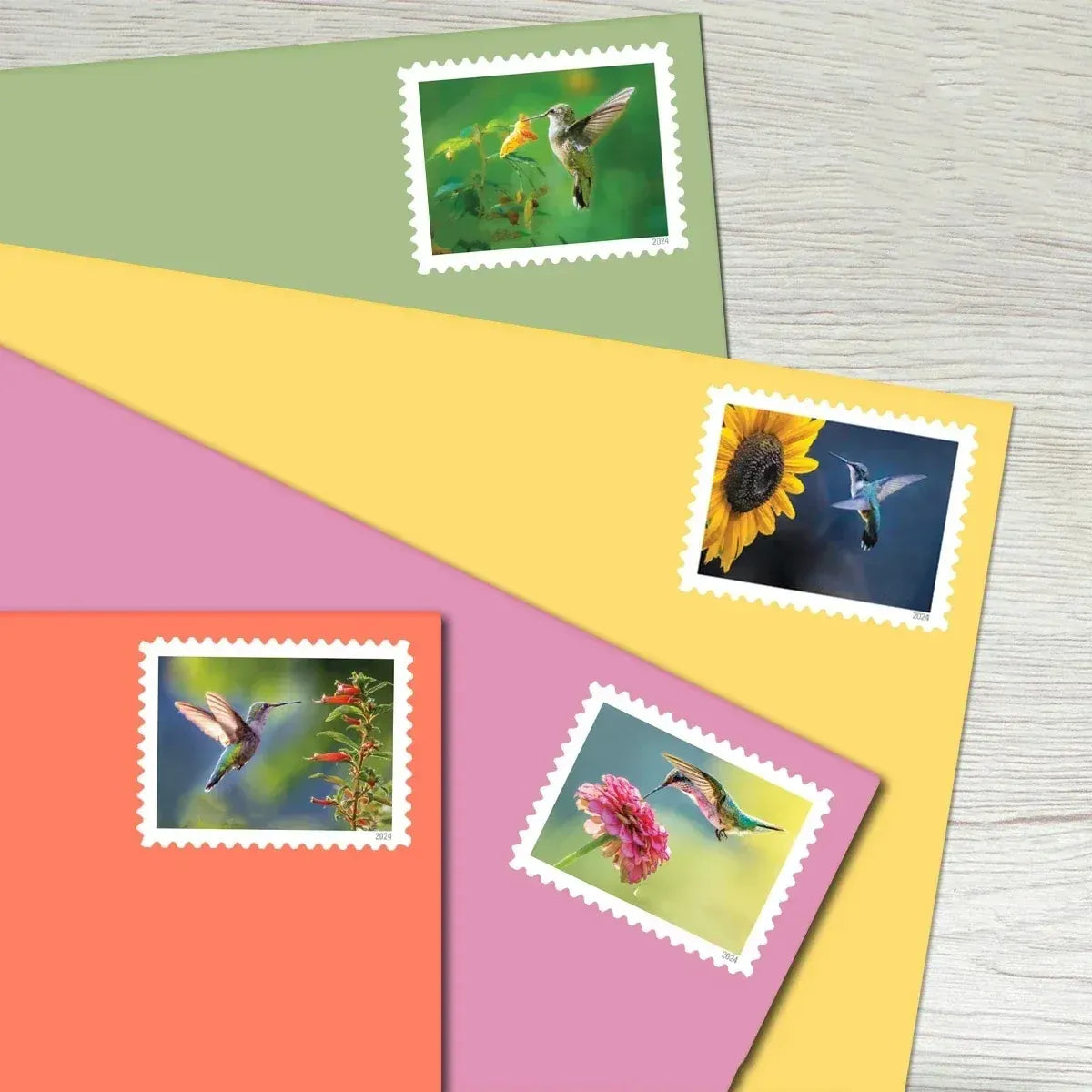 Self-adhesive bird stamp set on paper sheet, several perforated stamps visible