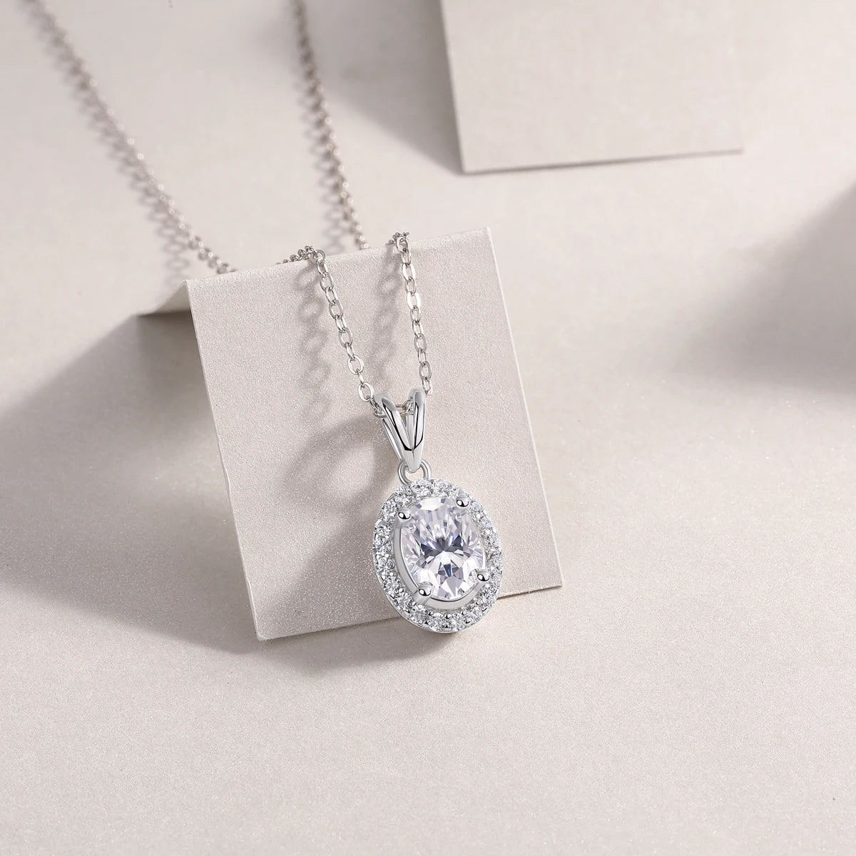 Timeless Oval Cut Moissanite Pendant Necklace 925 Silver Everyday Fine Jewelry Moissanite Necklace