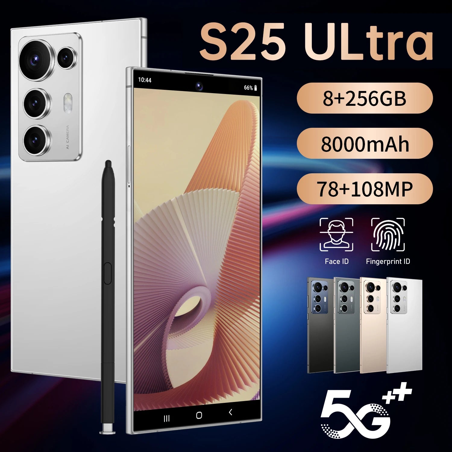 Tidesmit 5G Smartphone, 7.3-inch AMOLED, 108MP Camera, 256GB, Unlocked White 8 g 256 GB Tidesmit