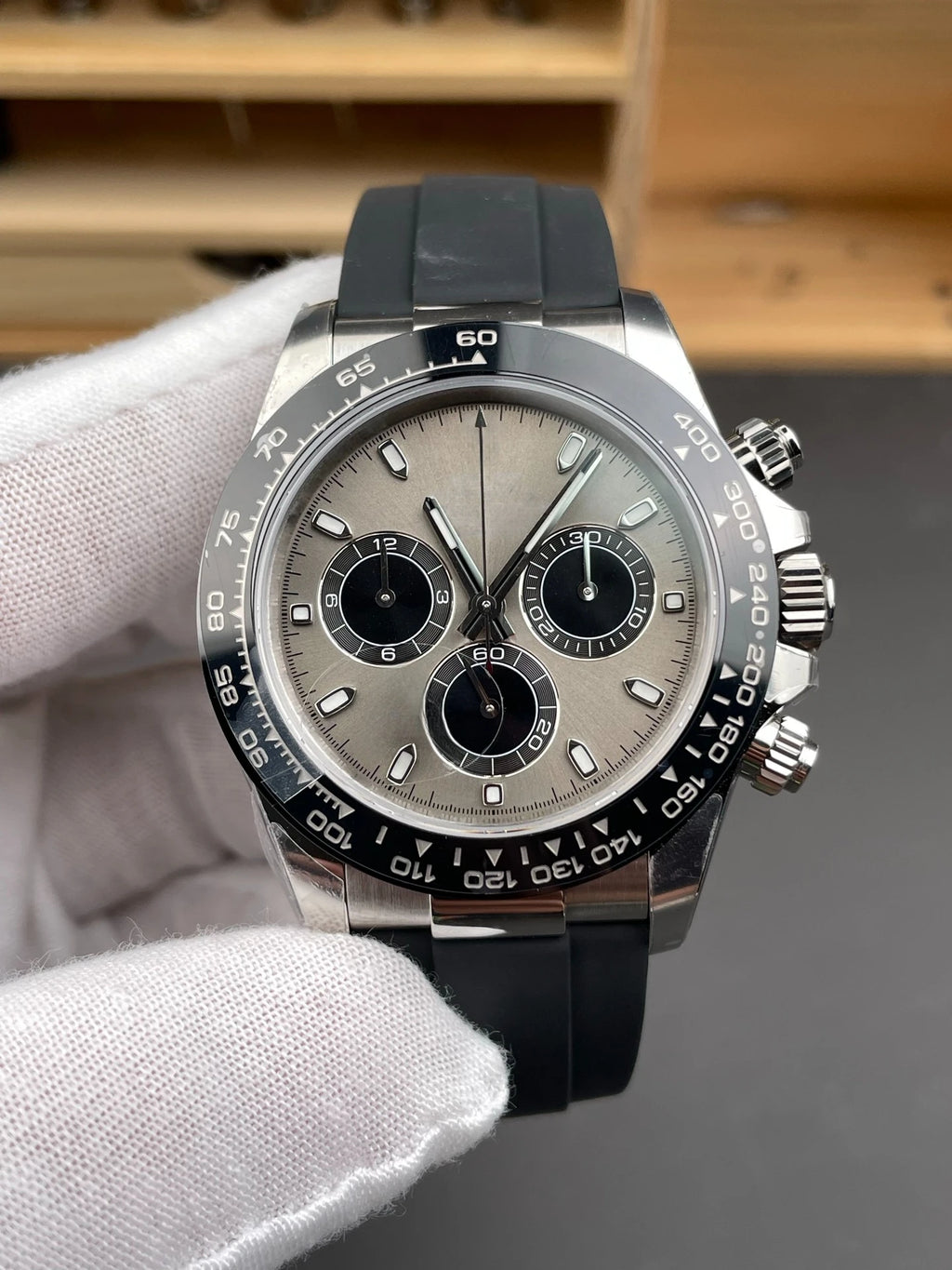 Luxury Retro Men's Stainless Steel Mechanical Watch Ceramic Tachymeter Bezel Automatic Movement Luminous for Daily Business Wear