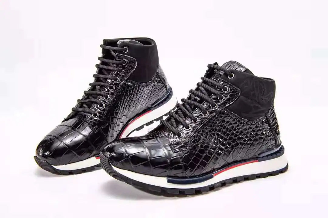 Goodyear Decent Sepatu Walking Style Shoes Genuine Crocodile Leather Office Mens Shoes Sneakers High End Alligator Shoes Men