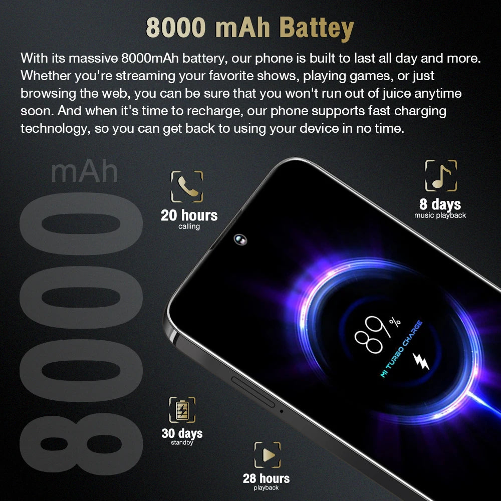 Tidesmit S24 Ultra 5G smartphone with 16GB RAM, 1TB storage, 7.3 inch display, and waterproof design for gaming.