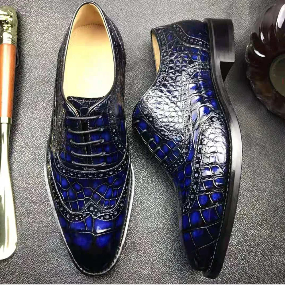 Goodyear Welt Shoes Men New Style Alligator Skin Business Luxury Branded Mans Shoes Genuine crocodile Leather Shoes Men