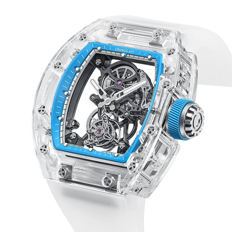CRONUSART Luxury Fashion Tourbillon Watch Transparent Luxury Encased Sapphire 20mm Limited Edition Pointer Power Reserve