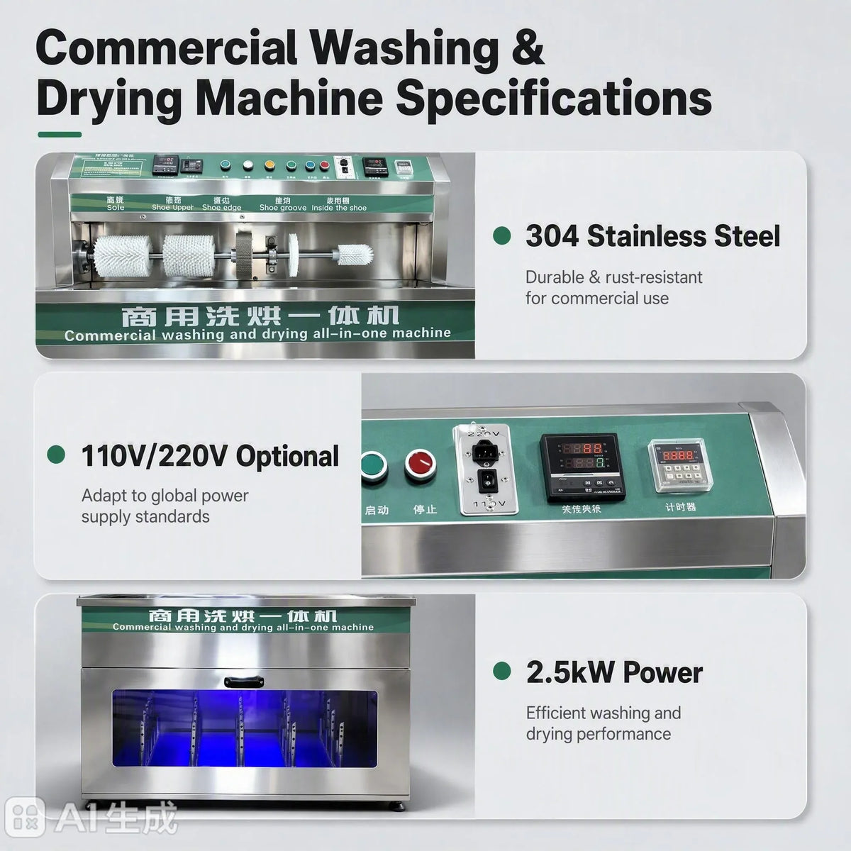 Automatic Commercial Shoe Washing Machine With Dryer Stainless Steel Shoe Cleaner Machine for Sneaker Cleaning Business