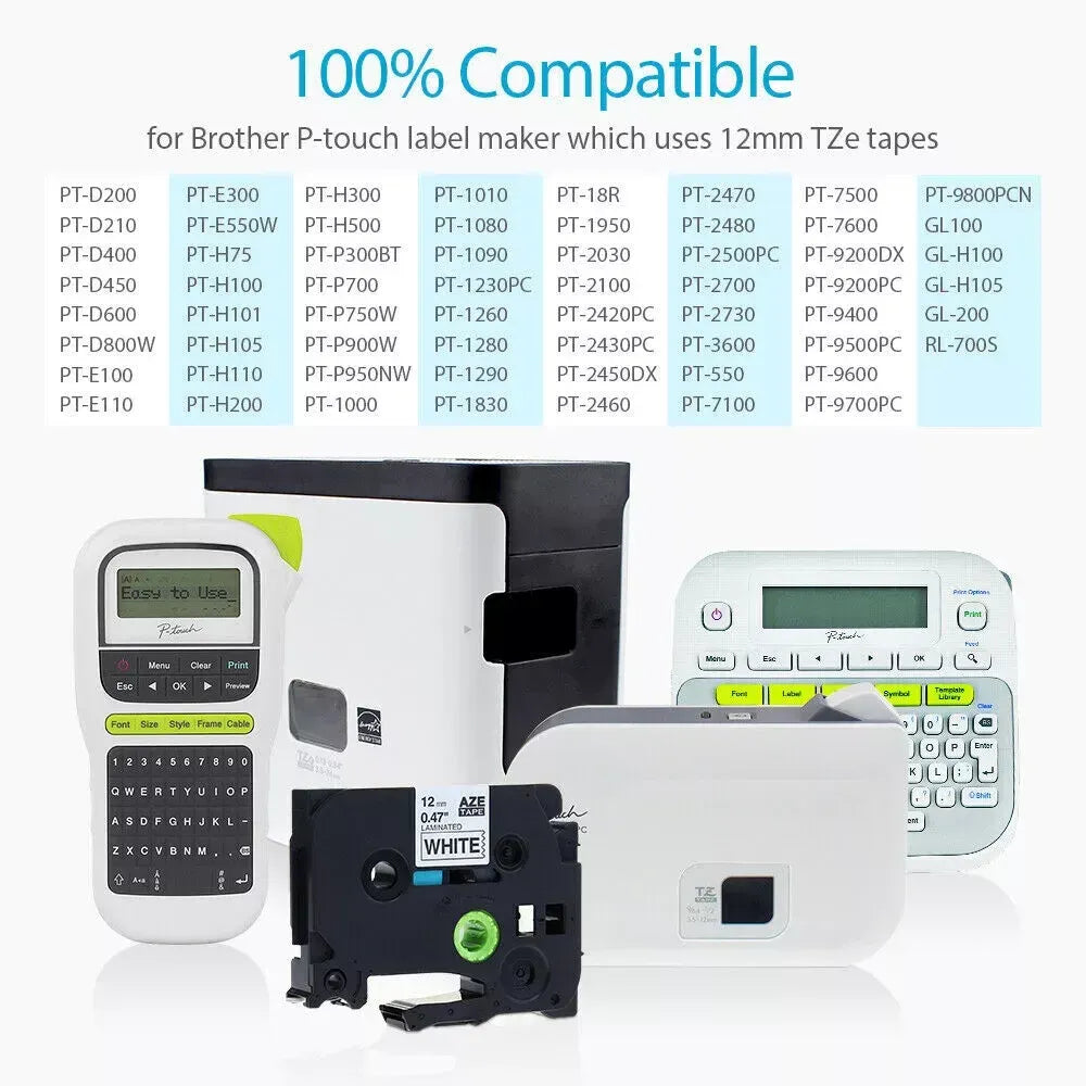 For Compatible 12mm TZ2-231 Thermal Transfer Printer Ribbon Cassette Cartridge-Waterproof 12-Month Warranty