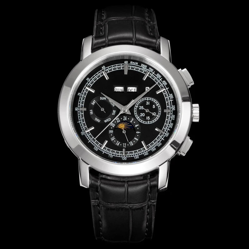 New High Quality Wristwatch with Moon Phase Display Mechanical Movement for Men Suitable for Business and Formal Wear Watch